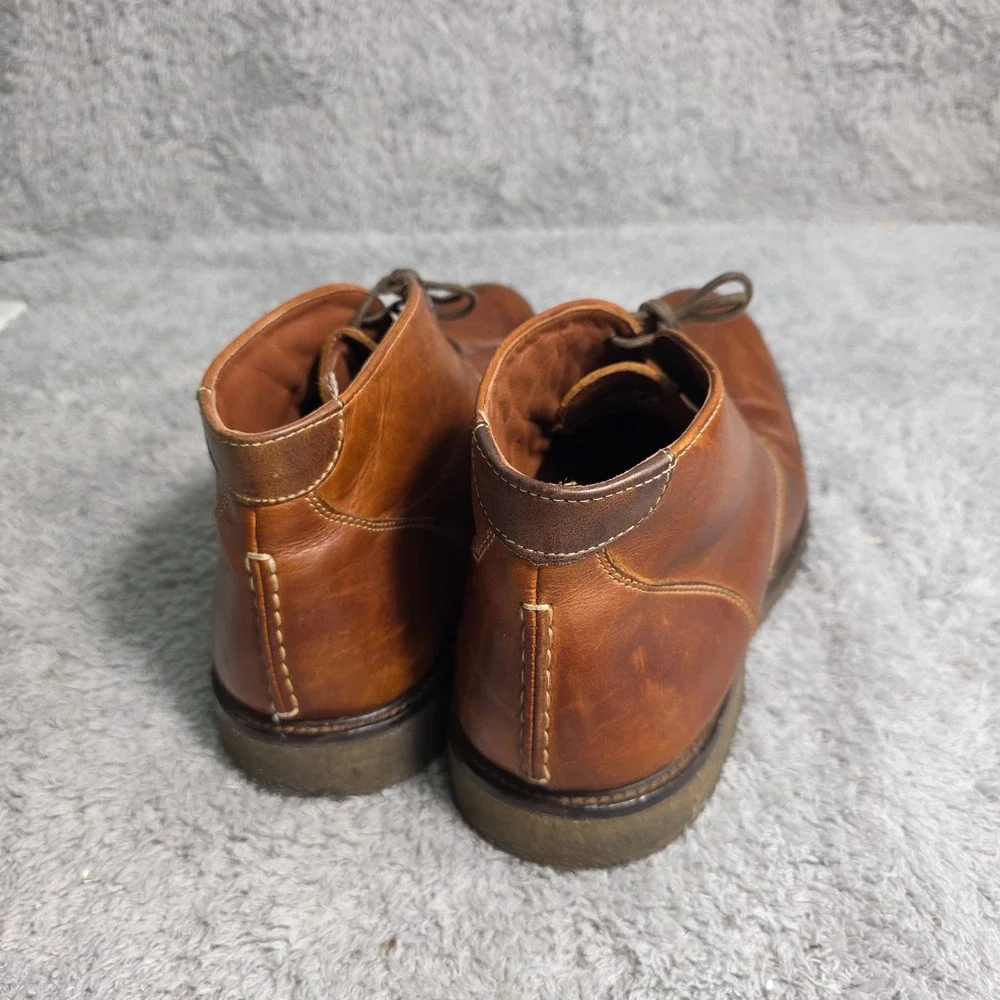 Johnston & Murphy Chukka Boots Brown Leather Sheepskin Crepe Soles Mens 10.5‎ M